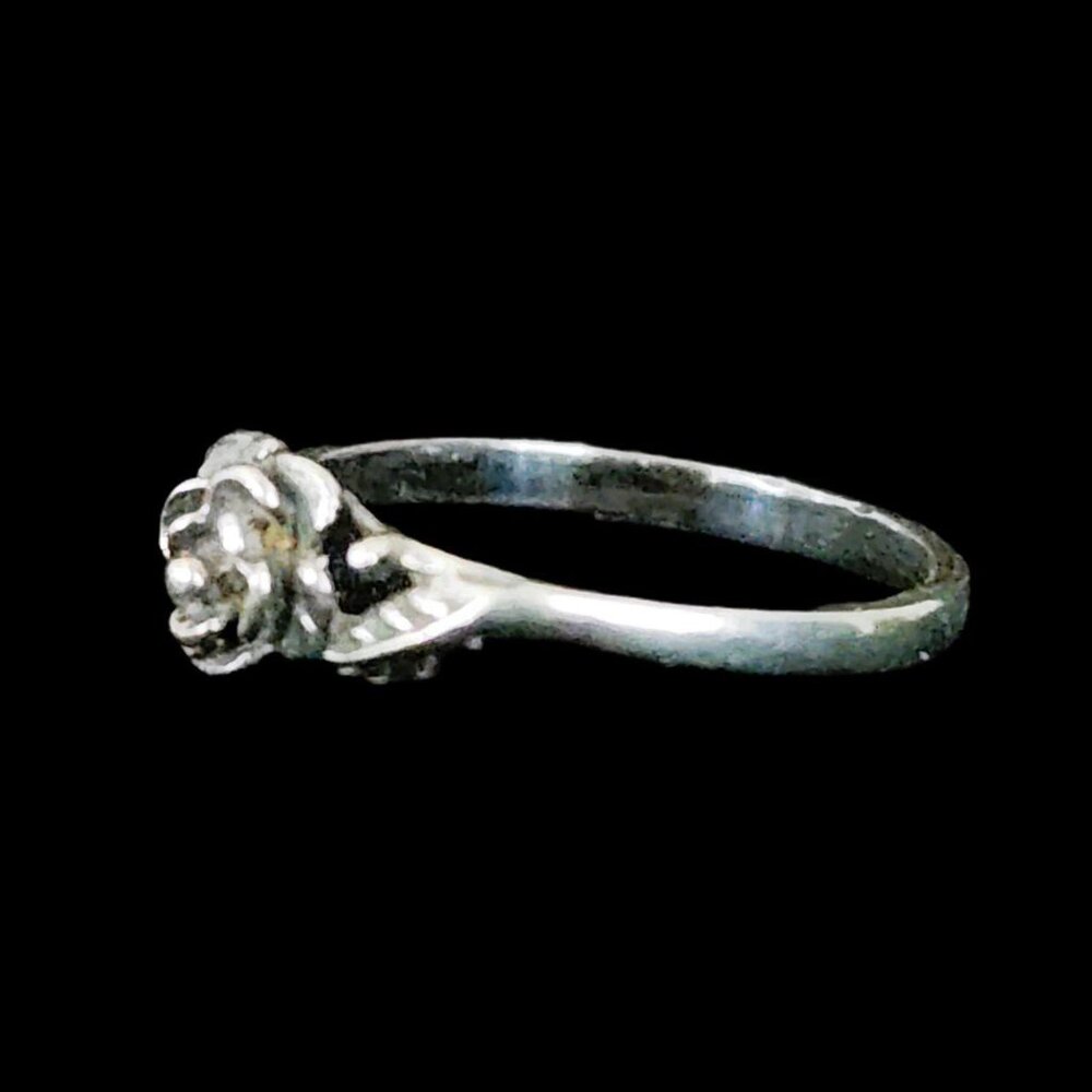 Vintage Delicate 925 Sterling Silver Floral Rose Ring - Picture 2 of 7